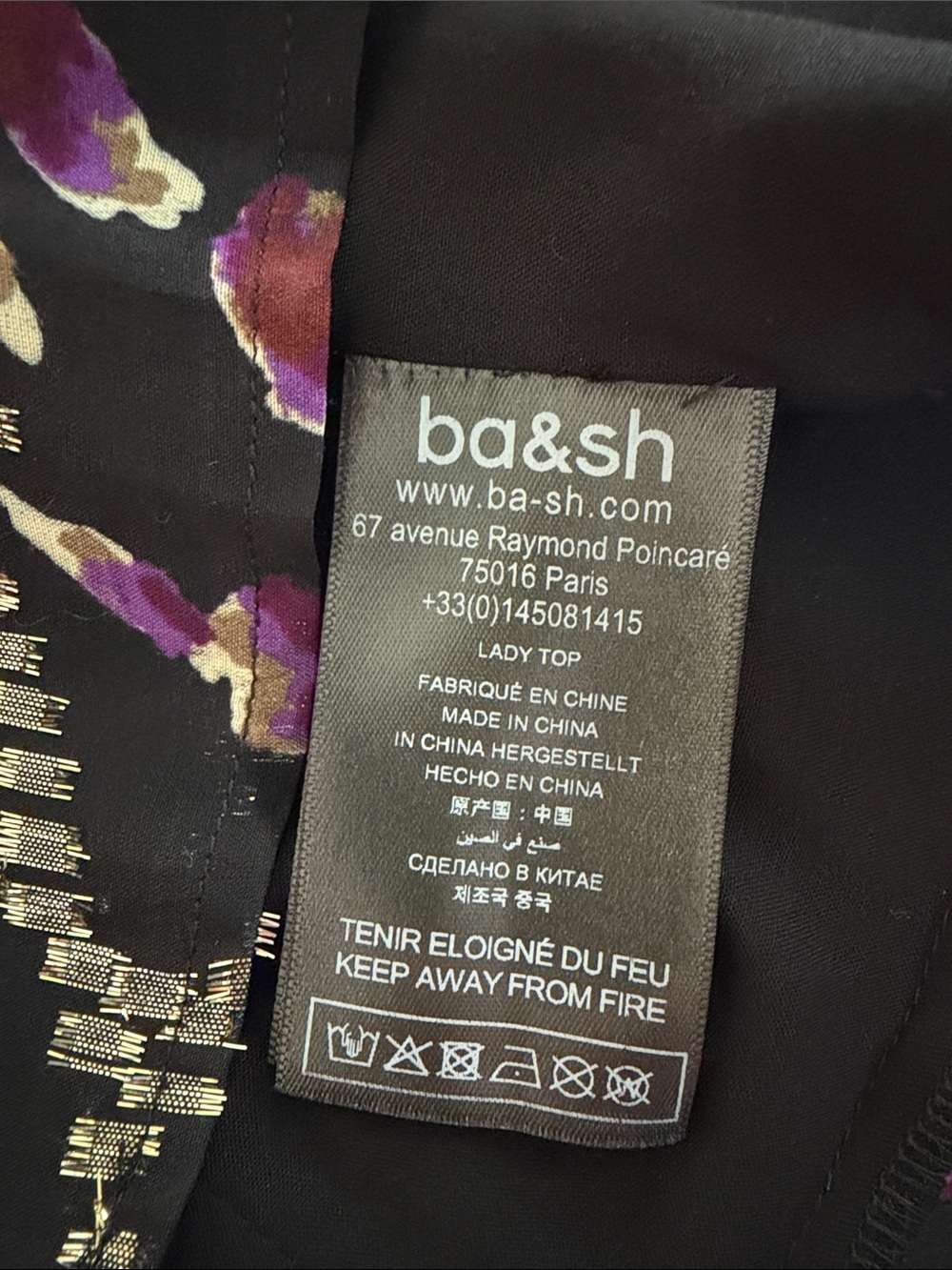 ba&sh Divine Silk Blend Gold Lurex Long Sleeved Peasant Top in Noir US Size 4 - Picture 14 of 15
